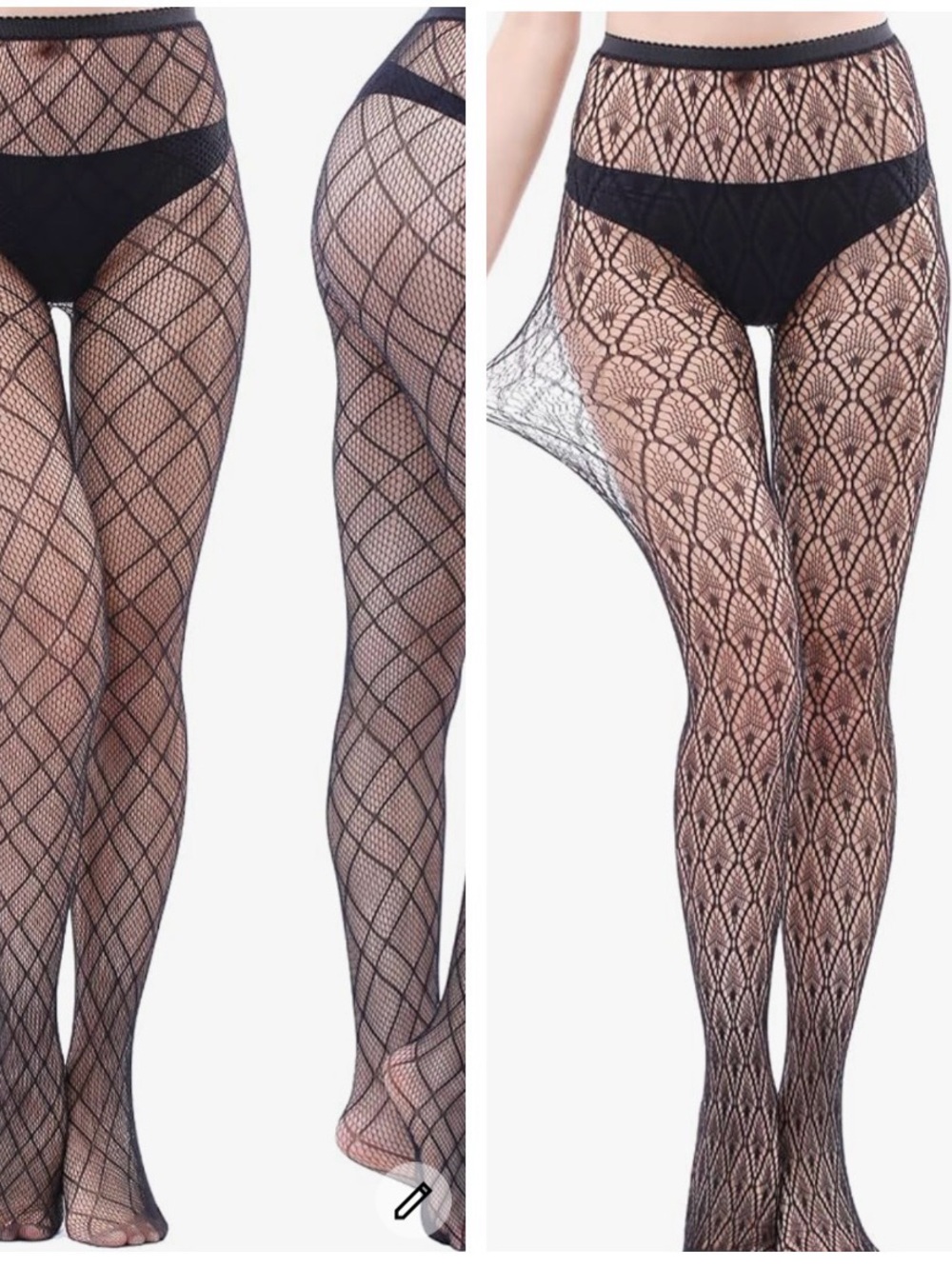 Black Lace Pattern Fishnet Tights for Women